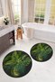 Digital Non-Slip Base Washable Floral Round Bathroom Mat Set of 2 Toilet Seat Covers - 9