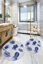 Printed Washable Cactus Pattern Round Bath Mat Set of 2 Toilet Seat Covers - 4