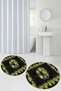 Printed Non-Slip Base Washable Round Bath Mat Set of 2 Toilet Seat Covers - 9