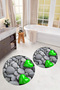 3D Printed Non-Slip Base Washable Round Bath Mat Set of 2 Toilet Seat Covers - 3