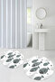 Printed Non-Slip Base Washable Fish Pattern Round Bath Mat Set of 2 Toilet Seat Covers - 5