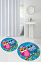 Printed Washable Owl Pattern Round Bath Mat Set of 2 Toilet Seat Covers - 5