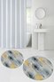 Digital Non-Slip Base Washable Floral Round Bathroom Mat Set of 2 Toilet Seat Covers - 4