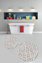 Printed Non-Slip Base Washable Round Bath Mat Set of 2 Toilet Seat Covers