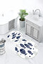 Printed Non-Slip Base Washable Fish Pattern Round Bath Mat Set of 2 Toilet Seat Covers