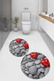 3D Printed Non-Slip Base Washable Round Bath Mat Set of 2 Toilet Seat Covers - 8