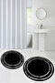 Printed Non-Slip Base Washable Framed Round Bathroom Mat Set of 2 Toilet Mats - 8