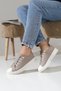 Beige Women's Casual Sneaker Shoes High Sole with Linen and Color Options - 6