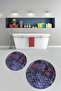 Digital Printed Base Washable Round Bath Mat Set of 2 Toilet Seat Covers - 5