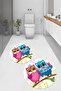 Printed Washable Owl Pattern Round Bath Mat Set of 2 Toilet Seat Covers - 7