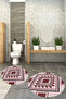 Printed Non-Slip Base Washable Round Bath Mat Set of 2 Toilet Seat Covers - 8