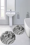Digital Printed 3D Non-Slip Base Washable Round Bathroom Mat Set of 2 Toilet Seat Covers - 2