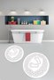 Non-Slip Base Washable Footprint Pattern Round Bathroom Mat Set of 2 Toilet Mats - 3