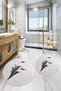 Printed Washable Flower Pattern Round Bath Mat Set of 2 Toilet Seat Covers - 5