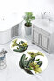 Printed Washable Cactus Pattern Round Bath Mat Set of 2 Toilet Seat Covers