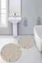 Printed Non-Slip Base Washable Round Bath Mat Set of 2 Toilet Seat Covers - 7