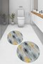 Digital Non-Slip Base Washable Floral Round Bathroom Mat Set of 2 Toilet Seat Covers - 6