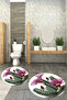 Printed Washable Cactus Pattern Round Bath Mat Set of 2 Toilet Seat Covers - 6