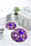 Digital Printed 3D Washable Round Bath Mat Set of 2 Toilet Seat Covers - 9