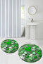 Digital Printed 3D Washable Round Bath Mat Set of 2 Toilet Seat Covers - 5