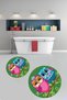 Printed Washable Owl Pattern Round Bath Mat Set of 2 Toilet Seat Covers - 8