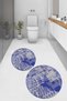 Printed Non-Slip Base Washable Round Bath Mat Set of 2 Toilet Seat Covers - 4