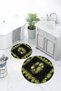 Printed Non-Slip Base Washable Round Bath Mat Set of 2 Toilet Seat Covers - 5