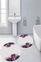 Digital Washable Flower Pattern Round Bath Mat Set of 2 Toilet Seat Covers - 8