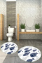 Printed Non-Slip Base Washable Fish Pattern Round Bath Mat Set of 2 Toilet Seat Covers - 6