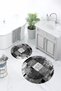Printed Non-Slip Base Washable Round Bath Mat Set of 2 Toilet Seat Covers - 5