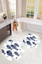 Printed Non-Slip Base Washable Fish Pattern Round Bath Mat Set of 2 Toilet Seat Covers - 2
