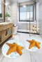 3D Printed Non-Slip Base Washable Round Bath Mat Set of 2 Toilet Seat Covers - 6
