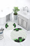 Digital Washable Flower Pattern Round Bath Mat Set of 2 Toilet Seat Covers - 7