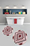 Printed Non-Slip Base Washable Round Bath Mat Set of 2 Toilet Seat Covers