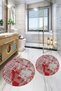 Printed Non-Slip Base Washable Round Bath Mat Set of 2 Toilet Seat Covers - 8