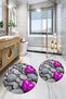 3D Printed Non-Slip Base Washable Round Bath Mat Set of 2 Toilet Seat Covers - 5