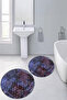 Digital Printed Base Washable Round Bath Mat Set of 2 Toilet Seat Covers - 8