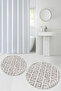 Printed Non-Slip Base Washable Round Bath Mat Set of 2 Toilet Seat Covers - 7