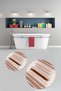 Printed Non-Slip Base Washable Round Bath Mat Set of 2 Toilet Seat Covers - 5