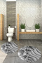 Digital Printed 3D Non-Slip Base Washable Round Bathroom Mat Set of 2 Toilet Seat Covers - 5