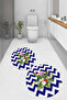 Printed Washable Flower Pattern Round Bath Mat Set of 2 Toilet Seat Covers - 8