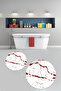 Non-Slip Base Washable Marble Pattern Round Bathroom Mat Set of 2 Toilet Mats - 2