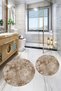 Printed Non-Slip Base Washable Round Bath Mat Set of 2 Toilet Seat Covers - 9