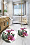 Printed Washable Cactus Pattern Round Bath Mat Set of 2 Toilet Seat Covers - 4