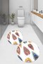 Digital Non-Slip Base Washable Round Bathroom Mat Set of 2 Toilet Seat Covers - 4