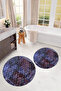 Digital Printed Base Washable Round Bath Mat Set of 2 Toilet Seat Covers - 7