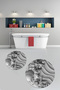 Digital Printed 3D Non-Slip Base Washable Round Bathroom Mat Set of 2 Toilet Seat Covers - 7