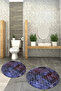 Digital Printed Base Washable Round Bath Mat Set of 2 Toilet Seat Covers - 3