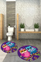 Printed Washable Owl Pattern Round Bath Mat Set of 2 Toilet Seat Covers - 5