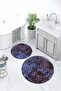 Digital Printed Base Washable Round Bath Mat Set of 2 Toilet Seat Covers - 6